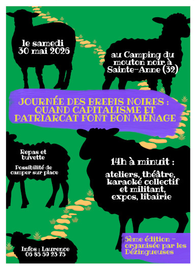 flyer de la mnifestation du café féministe d'auch au camping du mouton noir